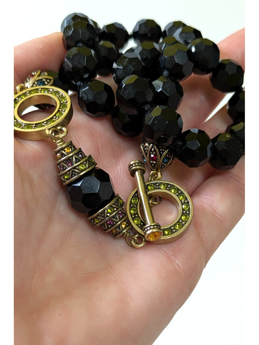 HEIDI DAUS Necklace Heavy Black Crystal & Rhinestone Let Me Count the Ways 20"